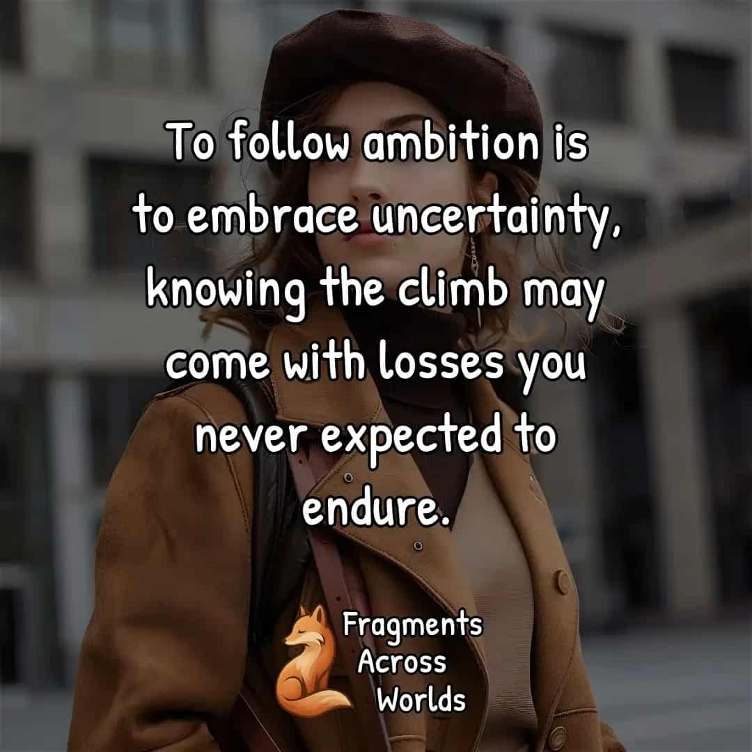 To follow ambition is to embrace uncertainty, knowing the climb may come with losses you never expected to endure.